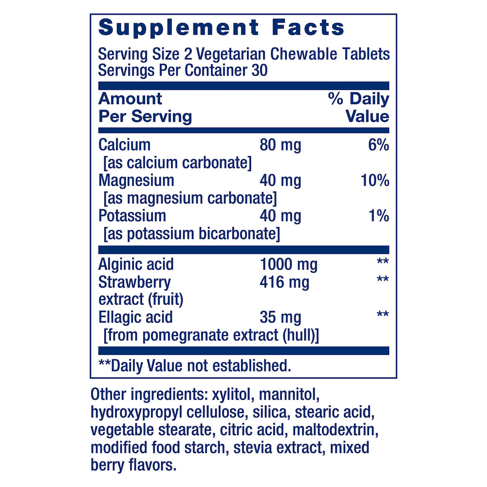 Close-up of alginic acid and potassium bicarbonate ingredients