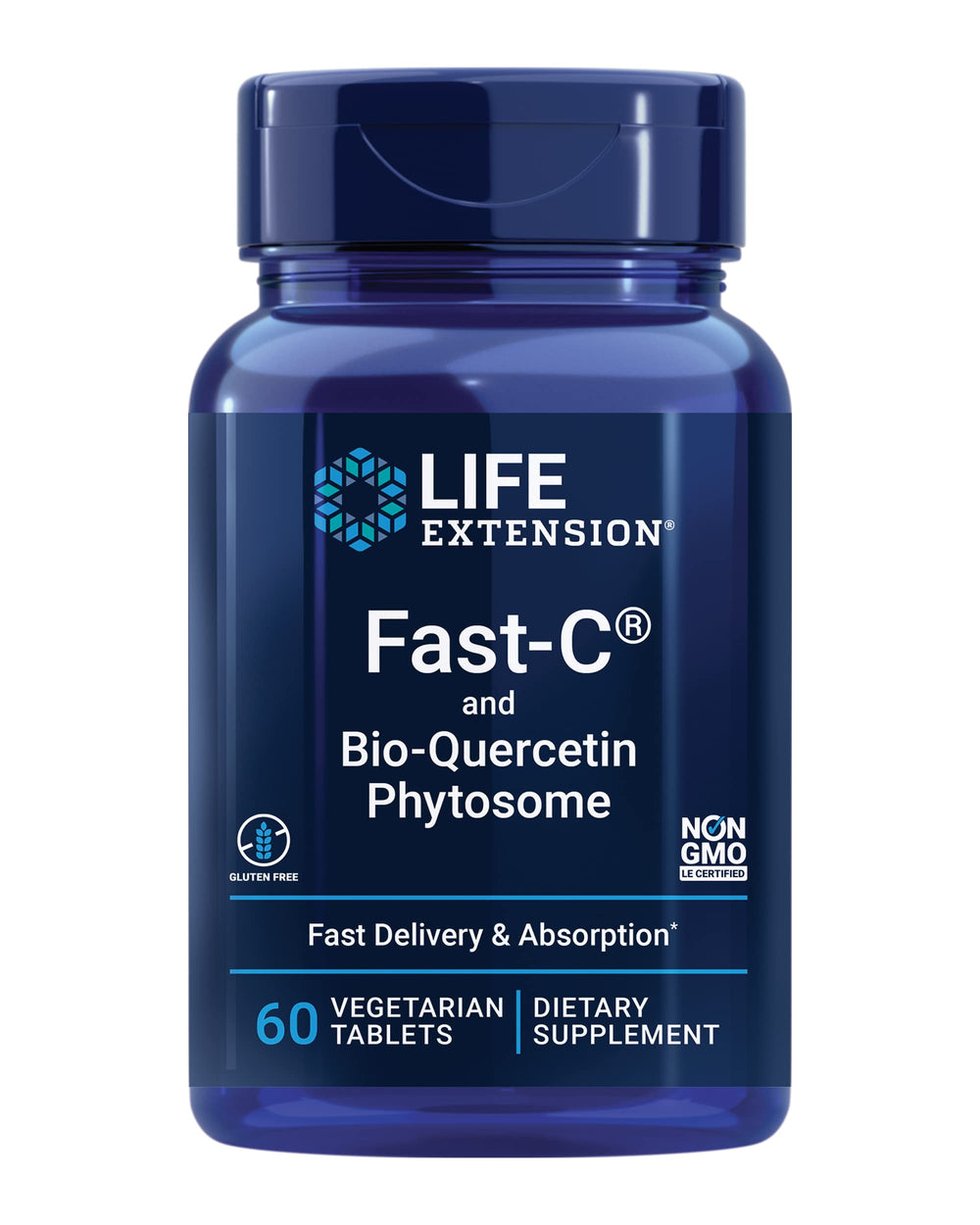 Life Extension Fast-C and Bio-Quercetin hero image showing 60 vegetarian tablets