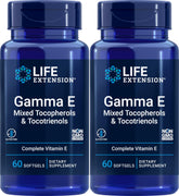 Life Extension Gamma E Mixed Tocopherols & Tocotrienols 60 Softgels Pack of 2 – bottle front view