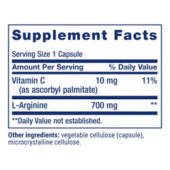 Ingredients overview featuring L-Arginine and Vitamin C