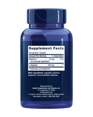 Close-up of bottle label showing 700 mg L-Arginine