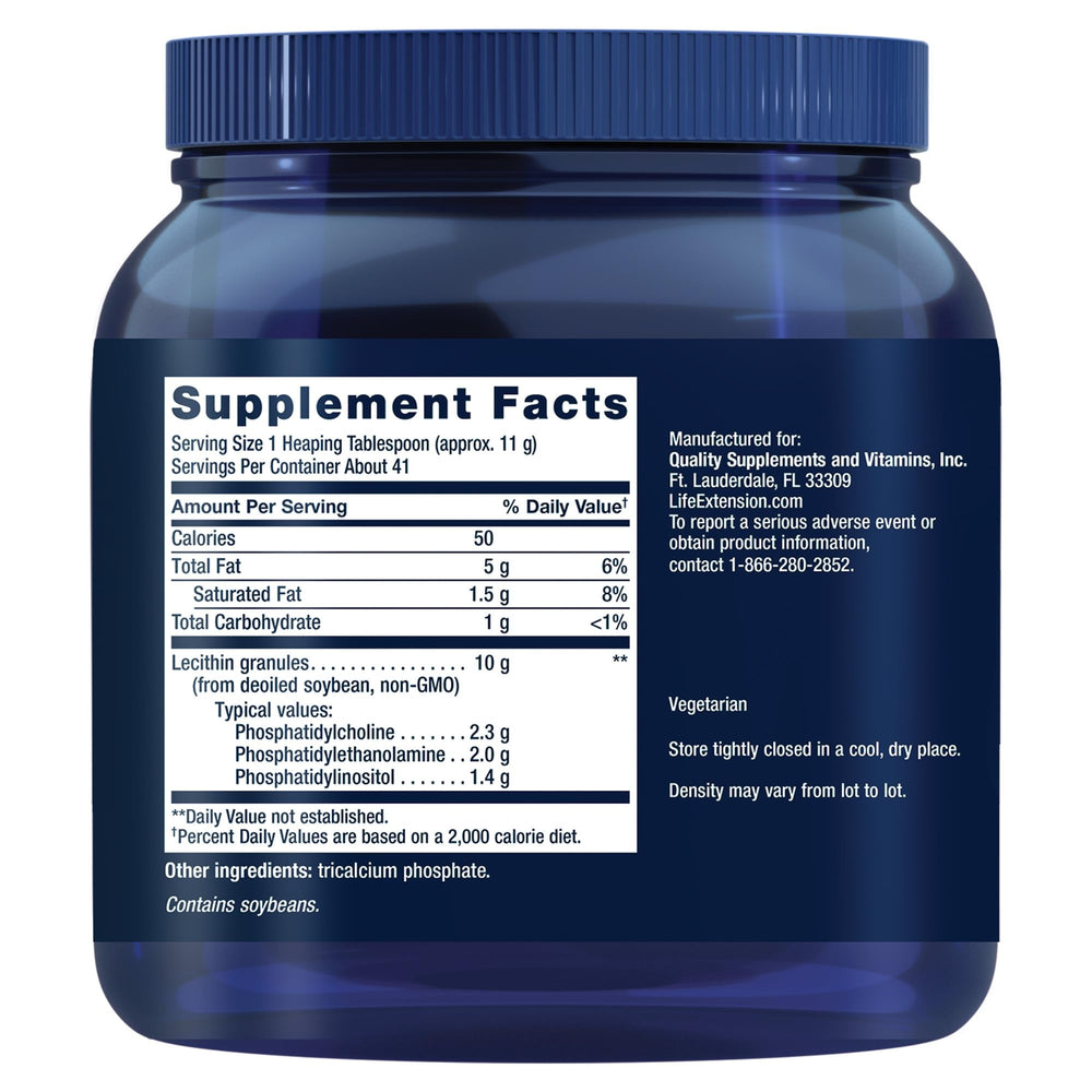 Back label with supplement facts and ingredients