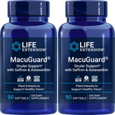 Life Extension MacuGuard 90 softgels Pack 2 with saffron and astaxanthin label