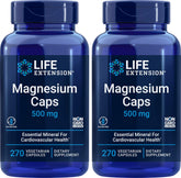 Front view of Life Extension Magnesium Caps 500mg pack (Pack of 2)