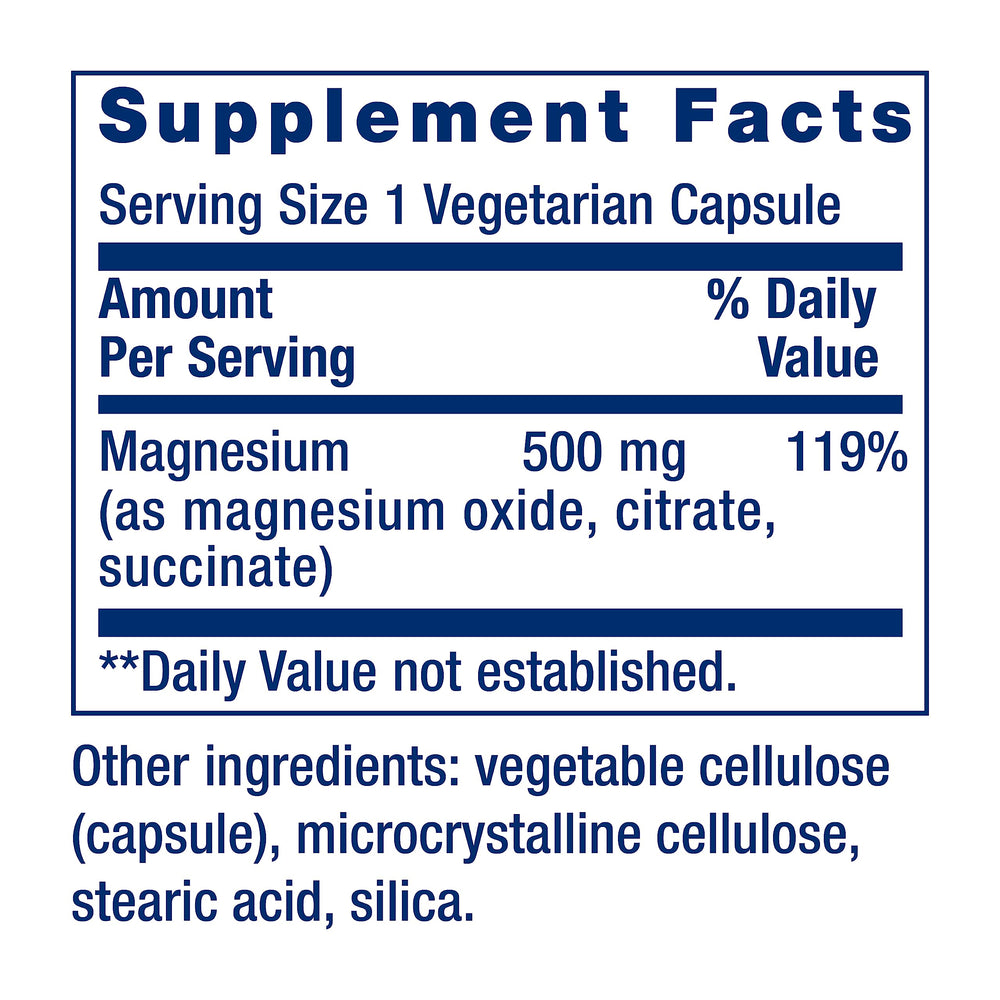 Life Extension Magnesium Caps capsules close-up for daily mineral intake.