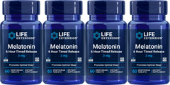Life Extension Melatonin 6 Hour Timed Release 3 mg - 60 Vegetarian Tablets (Pack of 4) - product image front