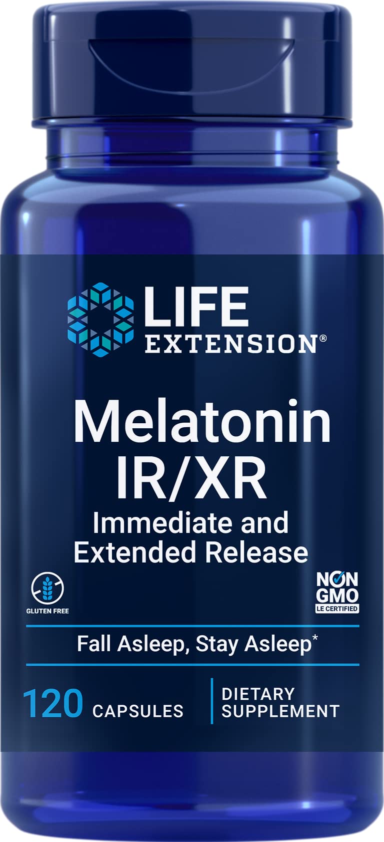 Life Extension Melatonin IR/XR 120 capsules hero image
