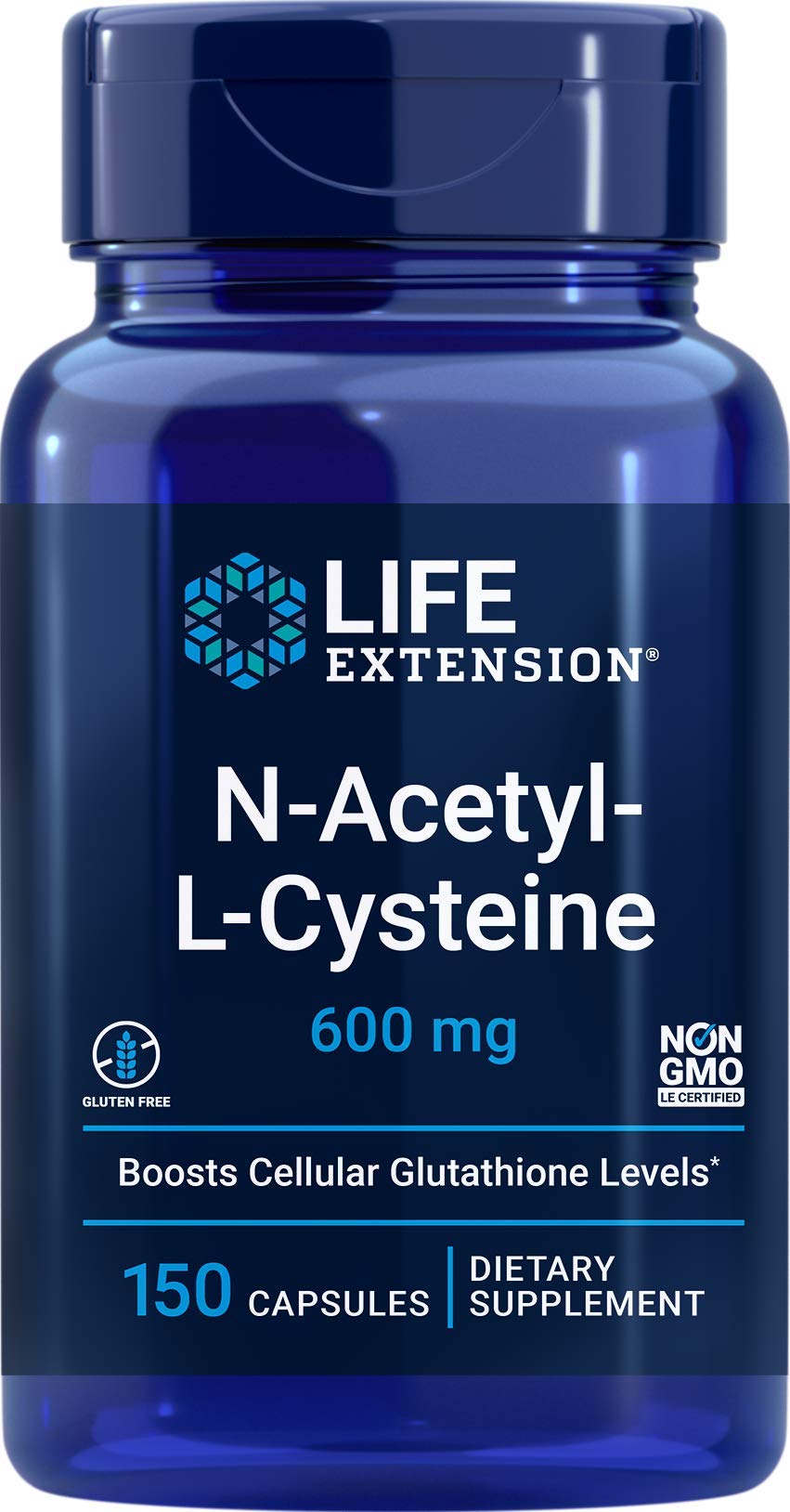 Life Extension N-Acetyl-L-Cysteine 600 mg bottle with 150 capsules