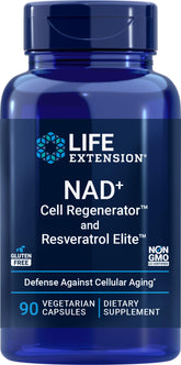 Life Extension NAD+ Cell Regenerator and Resveratrol Elite bottle – 90 Veg Caps