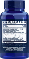 Close-up of ingredients: NAD+ Cell Regenerator and Resveratrol Elite formula with quercetin and fisetin