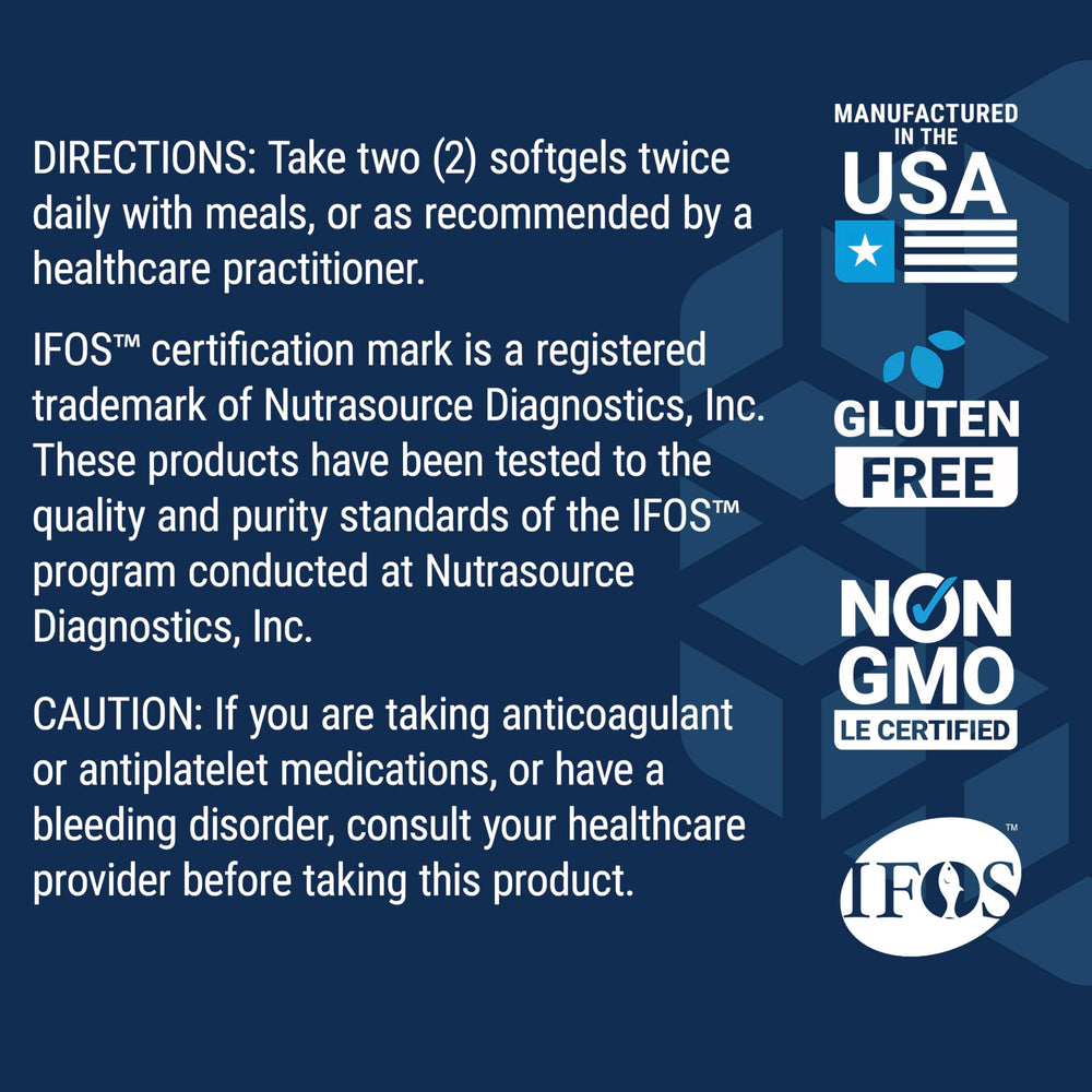 Non-GMO seal on Life Extension Omega-3 packaging