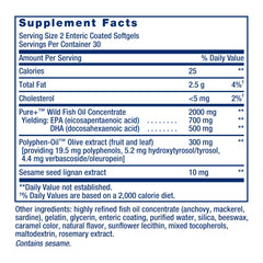 Omega-3 bottle with olive extract component