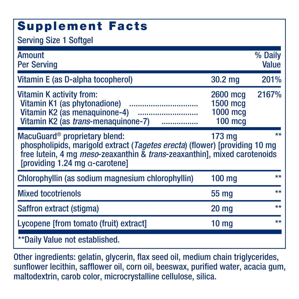 Vitamin K1 and K2 forms in Life Extension Health Booster