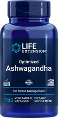 Life Extension Optimized Ashwagandha bottle with 150 vegetarian capsules