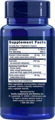 Close-up of Life Extension Quercetin Capsules packaging and ingredients
