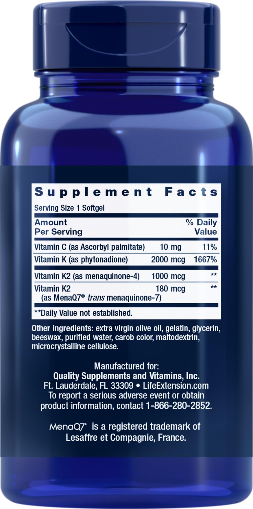 Front view of two Life Extension Super K bottles in pack