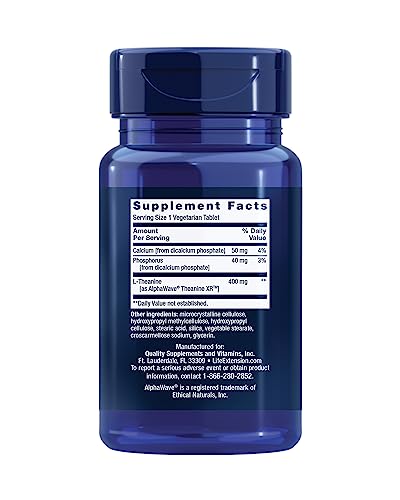 Close-up of Theanine XR label on the bottle