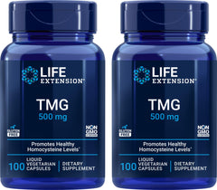 Life Extension TMG 500mg 100 liquid vegan capsules pack of 2 – hero image