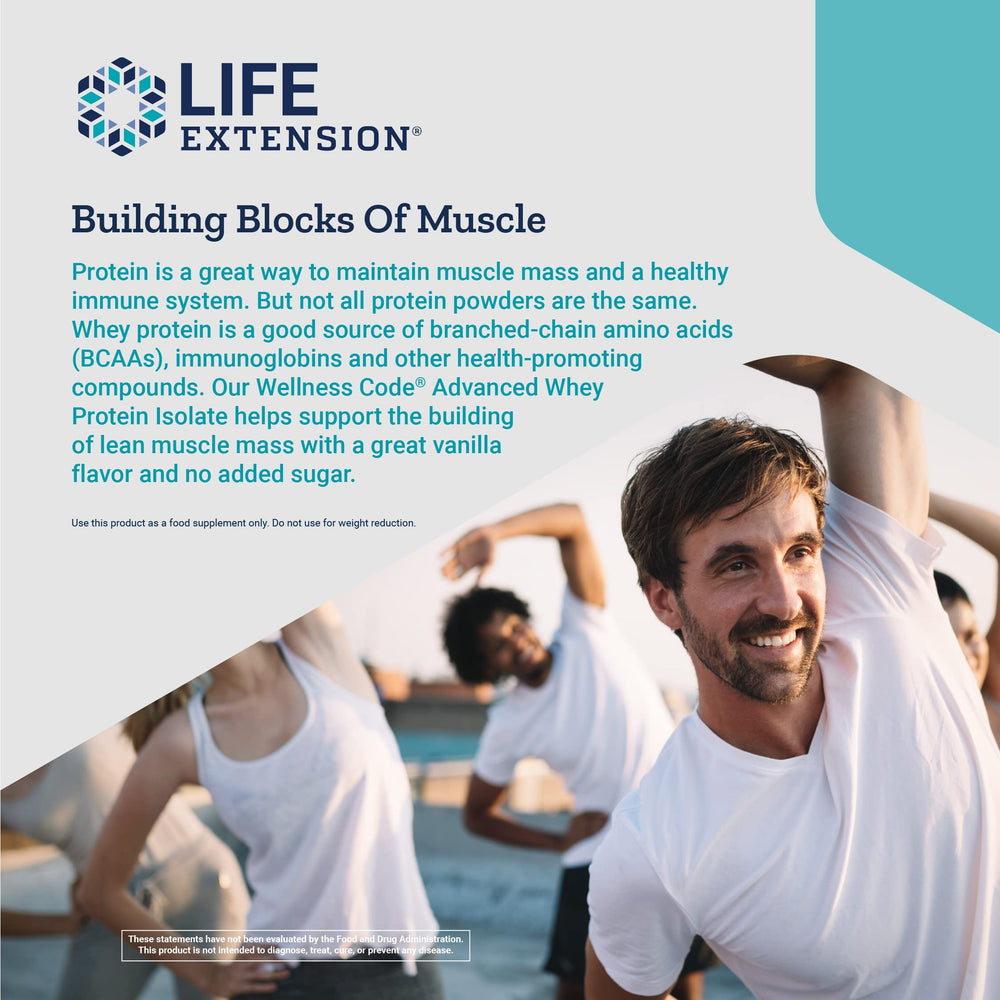Life Extension Wellness Code microfiltration process highlights high-purity whey isolate.