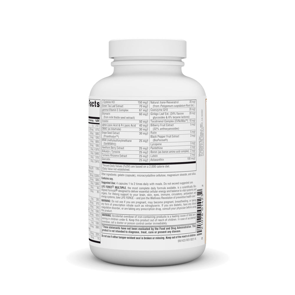 Antioxidants and cofactors: CoQ10, turmeric, resveratrol in Life Force
