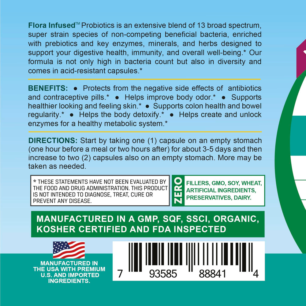 Premium USA-made Life Infused Flora Probiotics packaging