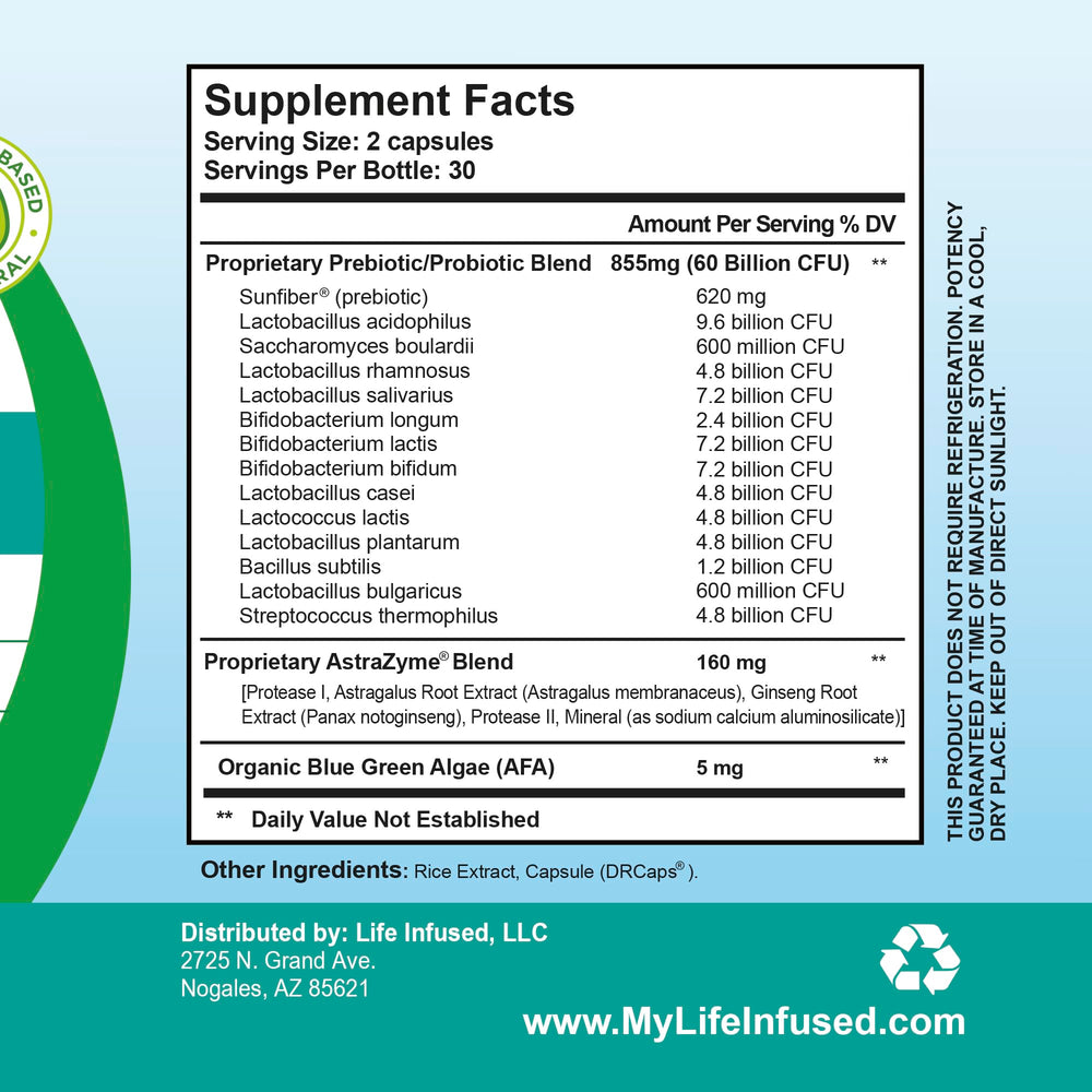 Digestive health and immune support with Life Infused Flora Probiotics