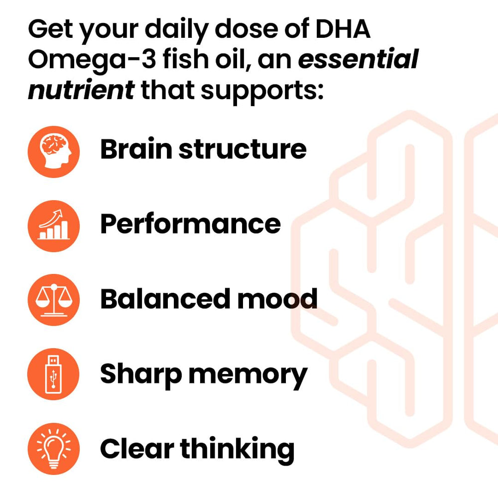 Close-up of NeuroQ DHA-400 softgel capsule (400 mg DHA)
