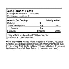 Berry flavored Life Solutions folic acid bottle label close-up