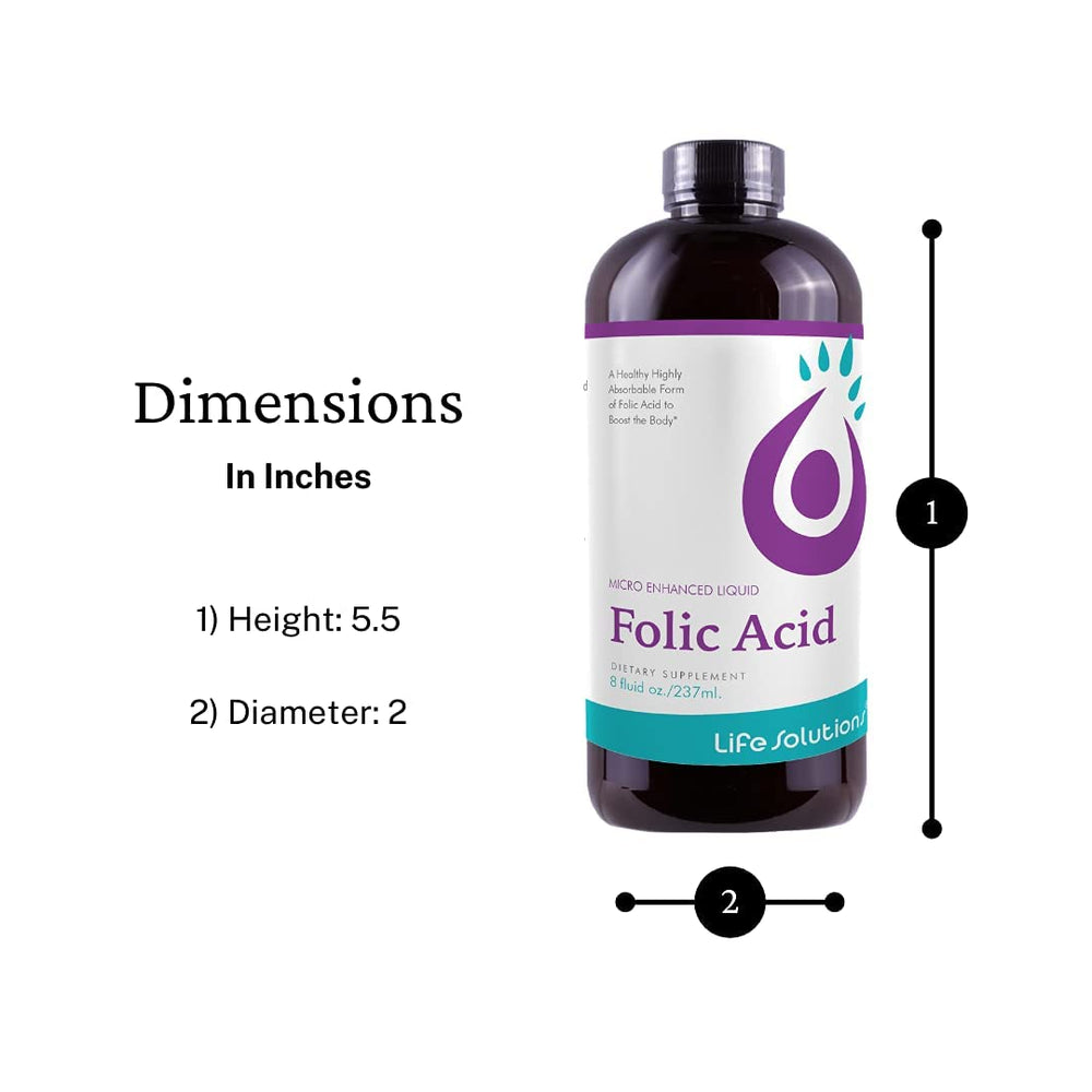 Life Solutions folic acid bottle on white background with label