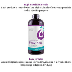 Nutrition facts panel close-up on folic acid bottle