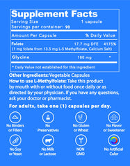 Non-GMO gluten-free statement for LifeStrength L-Methylfolate 10 mg