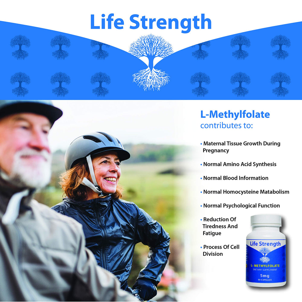 Close-up of LifeStrength L-Methylfolate bottle label