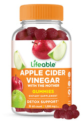 Lifeable ACV Gummies with Mother bottle shot showing potent, convenient detox support