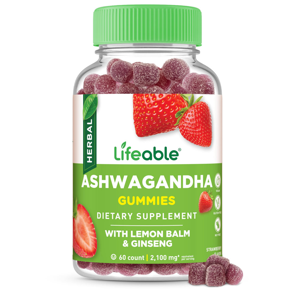Hero image of Lifeable Ashwagandha Gummies bottle with 60 gummies