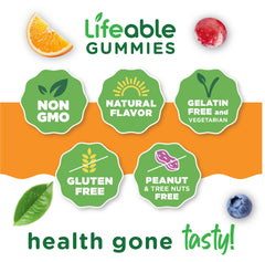 Vegan, non-GMO Lifeable Ashwagandha Gummies packaging