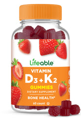 Lifeable Vitamin D3 K2 Gummies bottle label showing 60 gummies