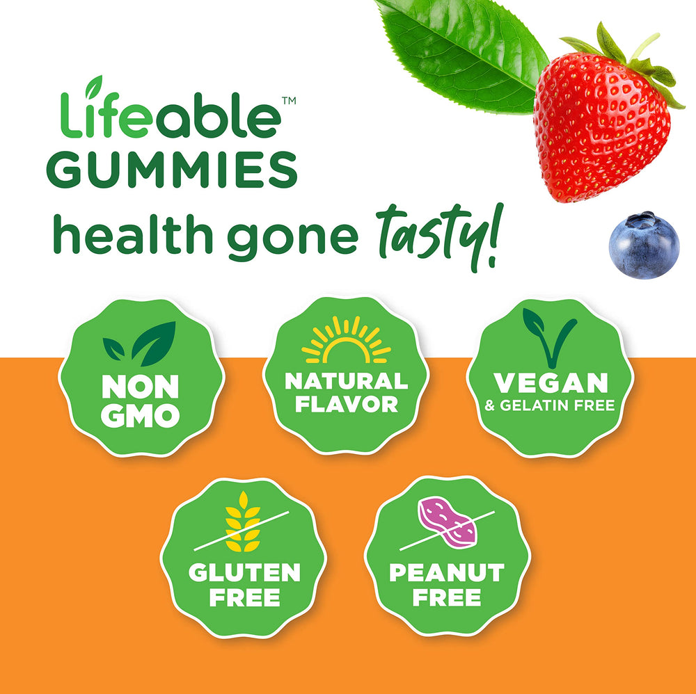 Nutrition label for Lifeable Glucose Gummies bottle