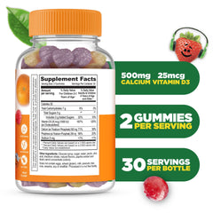 Close-up of fruity orange and berry flavored gummies