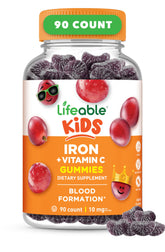 Front view of Lifeable Kids Iron Gummies bottle