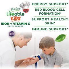 Nutrition facts close-up for Lifeable Kids Iron Gummies