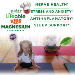 Nutrition label for Lifeable Magnesium Gummies for Kids