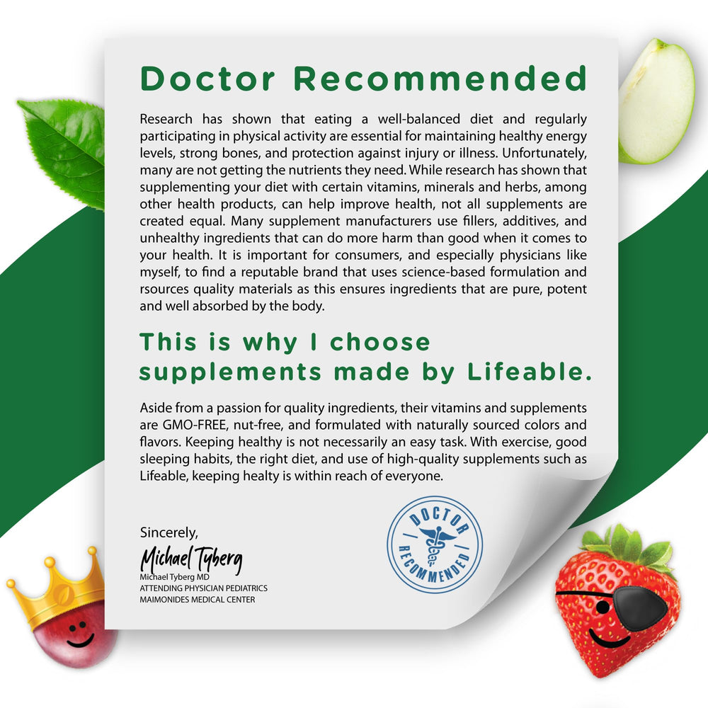 Nutrition label on Lifeable Magnesium Gummies bottle