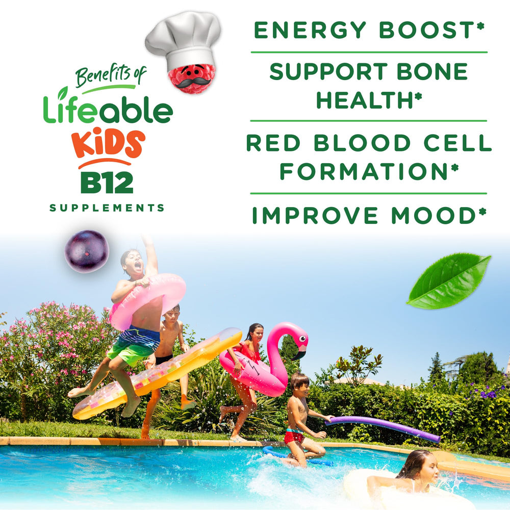 Gluten free and vegan Lifeable B12 gummies for kids