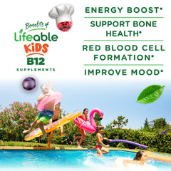 Gluten free and vegan Lifeable B12 gummies for kids