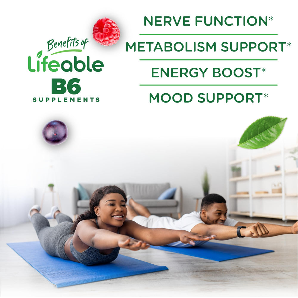 Serving of Vitamin B6 Gummies showing 2 gummies per serving