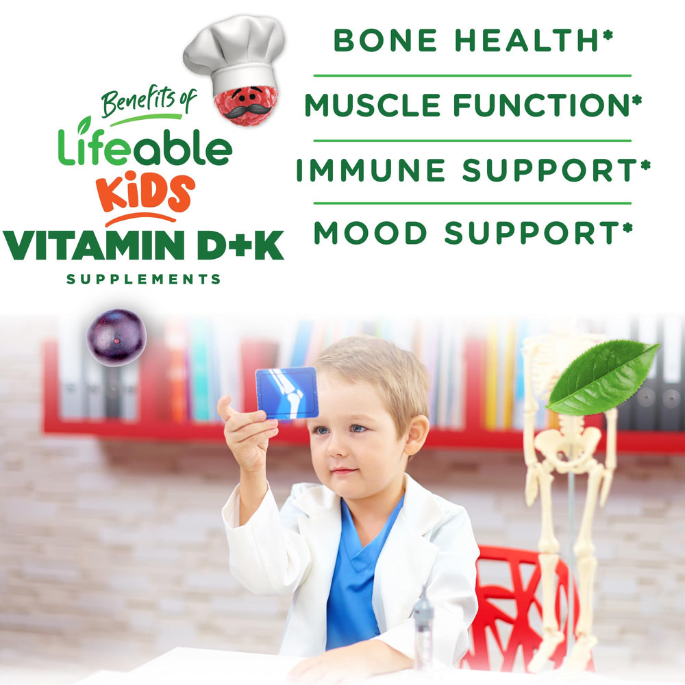 Lifeable Kids Vitamin D3 K2 Gummies bottle on table