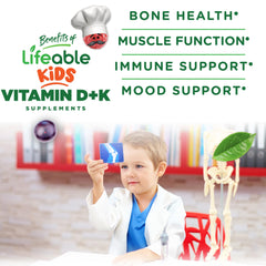 Lifeable Kids Vitamin D3 K2 Gummies bottle on table