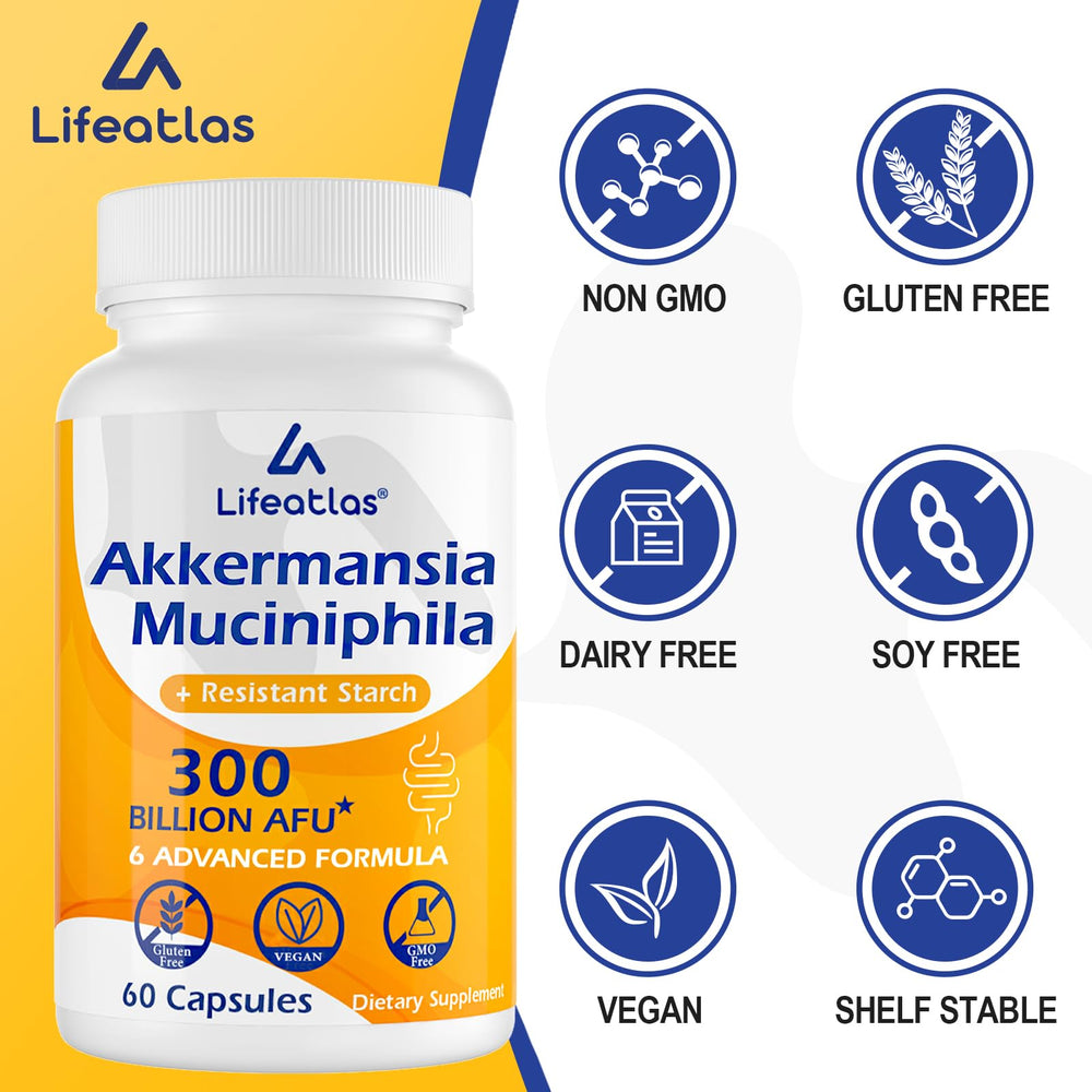 60 vegan capsules in Lifeatlas GLP ONE Probiotic bottle