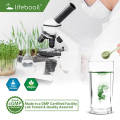 Lifebooil scoop portion on spoon illustrating single-serve convenience and dose
