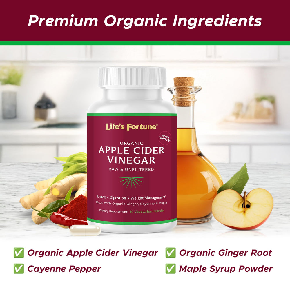 Life's Fortune ACV capsules 60-count packaging ready for routine.